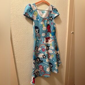 Blue Tokidoki x Japan LA Dress with Playful Unicorno Character Print
